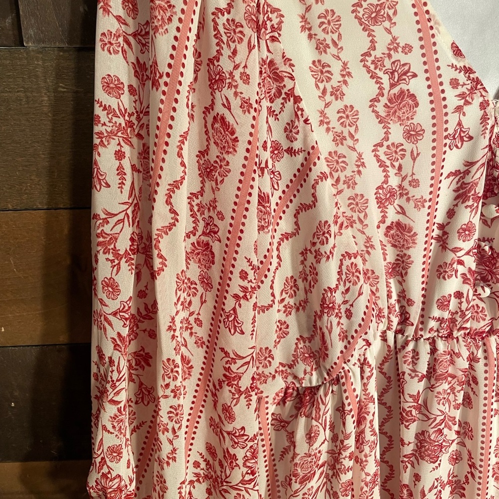 Justify Red and White Patterned High Low  boho dress - Picture 6 of 13